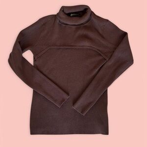 Brown Turtleneck Long Sleeve Top (Large)